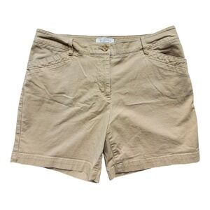 Talbots Khaki Chino Shorts Womens Size 12P Petite Classic Fit Comfort Stretch